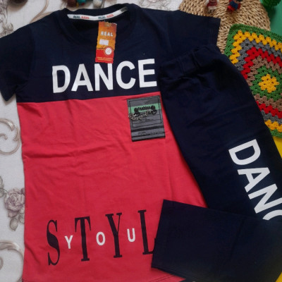 ست راحتی پسرانه تیشرت شلوارک نخ پنبه