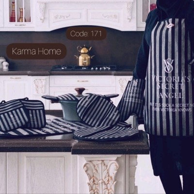 سرویس دمکنی و پیشبند 11 پارچه عروس آشپزخانه کارماهوم کد 171 (دم کنی)