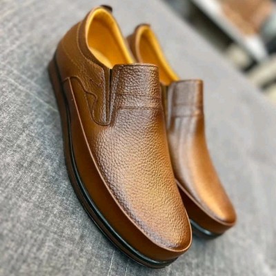 کفش چرم اصل مدل آرام عسلی کد188