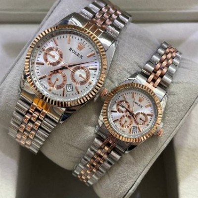 ساعت رولکس بنداستیل دورنگ رزگلد طرح سه موتوره یک عدد-135970