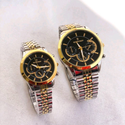 ست ساعت زنانه و مردانه بند استیل دو رنگ طلایی