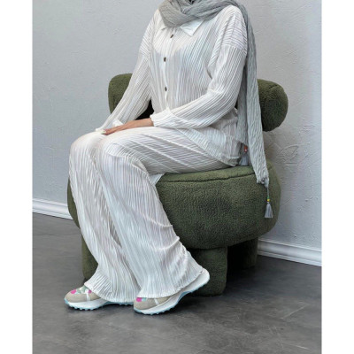 شومیز شلوار ساتن مدل پلیسه-137688