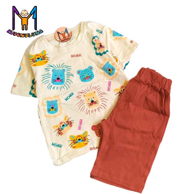 تیشرت شلوارک پسرانه طرح حیوانات موچولوها