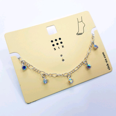 پابند نقره ای آویز نگین هفت رنگ ، کار فوق‌العاده زیبا و ترند ، فری سای-152558