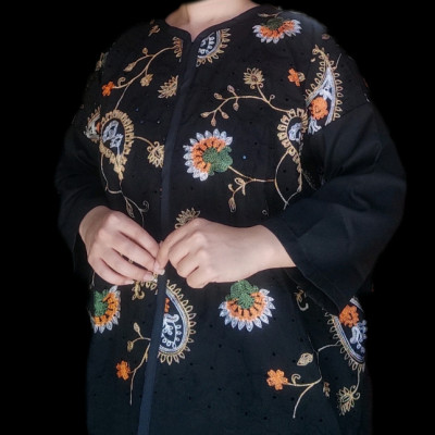 مانتو کتی زنانه نخی مدل خامه دوزی