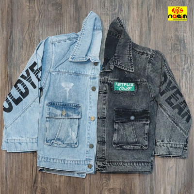 کت تک لی کراپ اسپرت کوتاه طرح دار آبی دودی پسرانه دخترانه سنین 9 تا 14