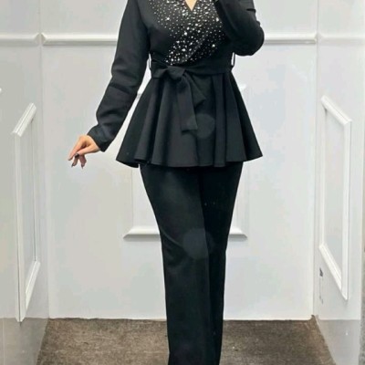 پیراهن و شلوار زنانه کرپ مازراتی مدل مروارید