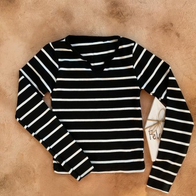 کراپ راه راه آستین بلند-149727