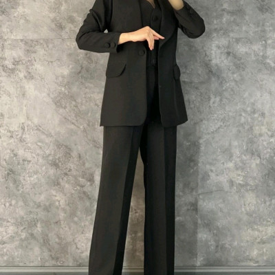 کت شلوار مزونی زنانه جنس سوپر مازراتی لمه دار