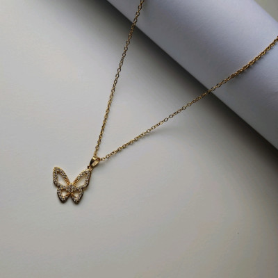 گردنبند نگین دار زنانه طرح پروانه-142630