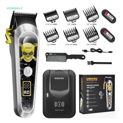 ماشین اصلاح صورت و سر دبلیو مارک با شارژر وایرلس موتو 7000 دور تیغه DLC و سرامیک مدل NG-130