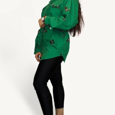 مانتو کوتاه طرحدار اسبی فری سایز جنس کرپ هورسی