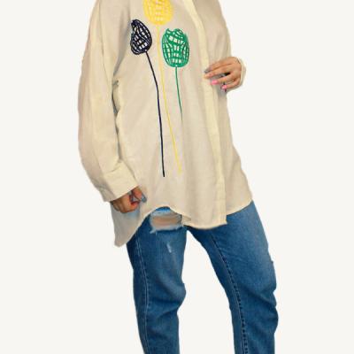 شومیز گلدوزی ترک فری سایز جنس تمام نخ