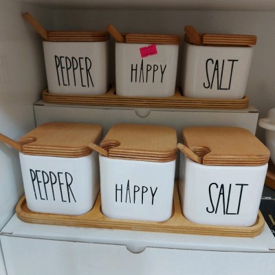 جا ادویه سرامیکی درب چوبی