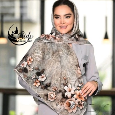 روسری نخی حاشیه گل قواره کوچیک