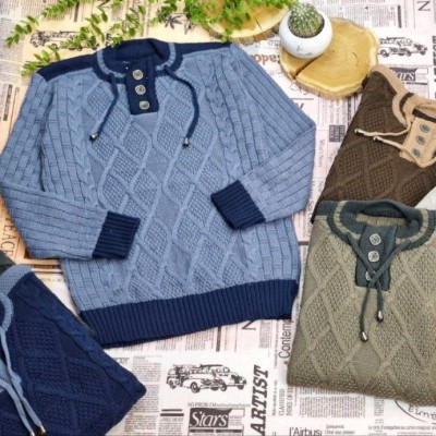 ژاکت بافت پسرانه یقه دکمه دارشیک