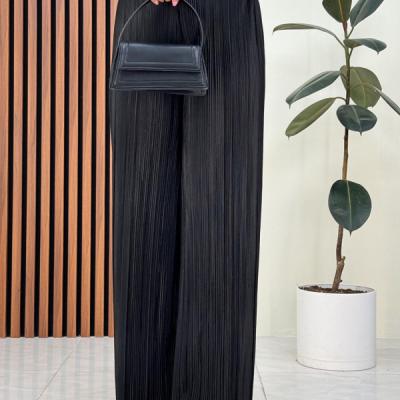 شلوار پلیسه ساتن ترک مشکی بگ 110