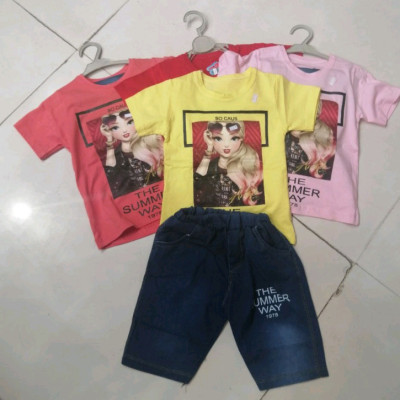 تیشرت و شلوارک لی سایز 40 تا 45 رنگبندی تصویر