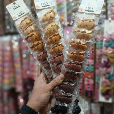 گیره مو جفتی مدل انبری رنگ نود طرح قلبی کد 003-119739