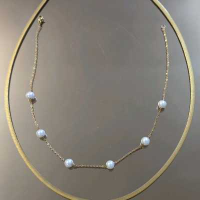 گردنبند ماری و مروارید استیل رنگ ثابت تضمینی