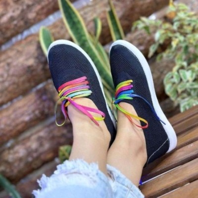 کفش کالج زنانه بافتی بند رنگین کمانی-151856