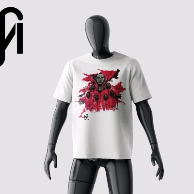 تیشرت سفید با طرح (بازی مرکب) از برند MS