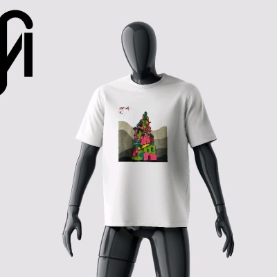 تیشرت سفید با طرح( بازی مرکب ) از برند MS