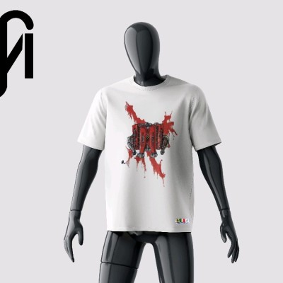 تیشرت سفید با طرح موتور فراری از برند MS