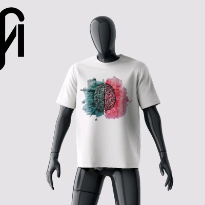 تیشرت سفید با طرح( بازی مرکب ) از برند MS