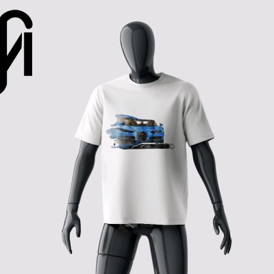 تیشرت سفید با طرح بوگاتی از برند MS