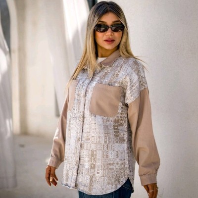 مانتو کتی زنانه کتان مدل تونیک مانتویی