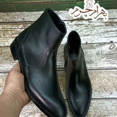 نیم بوت مردانه چرم طبیعی مدل آلپاین کلاسیک مشکی-147529
