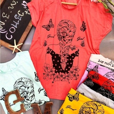 تیشرت زنانه جنس ویسکوز طرح گیس