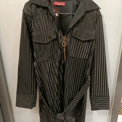 مانتو اسپرت زنانه چرم نیلاس مدل کمر دار چرم دکمه دار