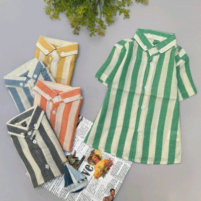 پیراهن راه راه کنفی پسرانه