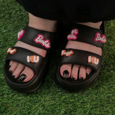 صندل 37 تا 40 باربی پشت بند دار مشکی