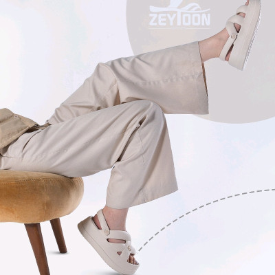 صندل 37 تا 40 نگین دار پاشنه دار کرم