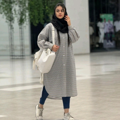 مانتو دانشجویی لنین مدل مانتو بلند راه راه