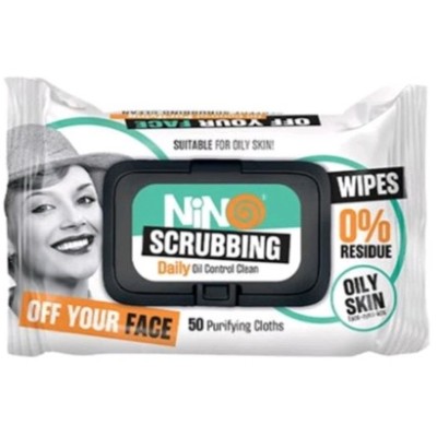 دستمال مرطوب آرایش پاک کن 50 برگ درب دار مخصوص پوست چرب نینو