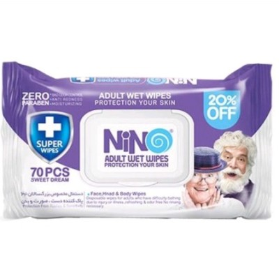دستمال مرطوب دست و صورت بزرگسالان درب دار نینو(موجودی بگیرید )