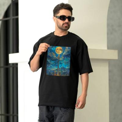 تیشرت قواره دار طرح برج میلاد رنگ مشکی