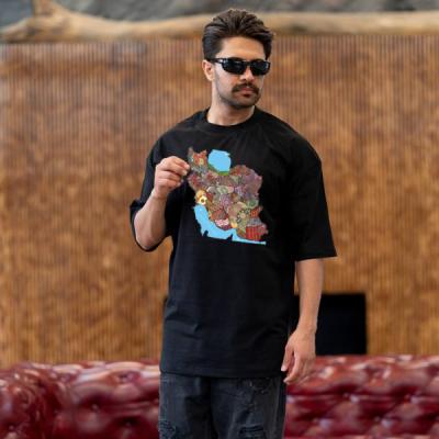 تیشرت قواره دار نقشه ایران رنگ مشکی