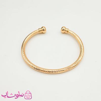 بنگل زنانه ژوپینگ طلایی طرحدار بدون نگین سایز 3 کد 1791