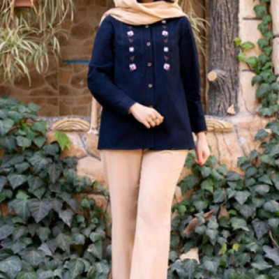 مانتو شومیزی نخی الیاف طبیعی گلدوزی مدل مهتا