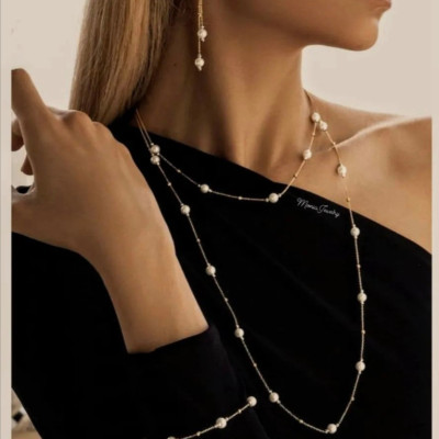 سرویس مروارید رولباسی دستبند و گوشواره